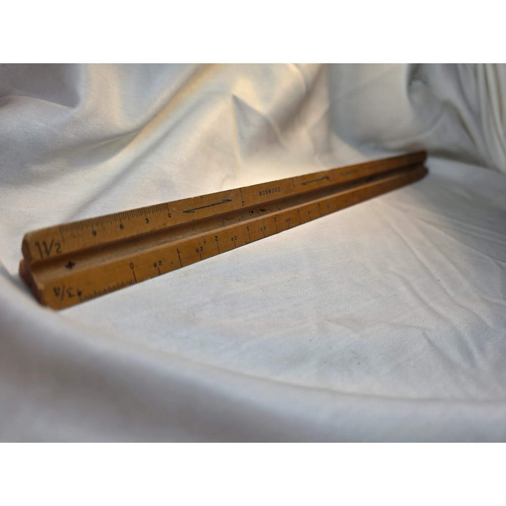 Vintage Post 7301D Boxwood Triangular Scale Ruler 12 Inch Drafting Tool Antique